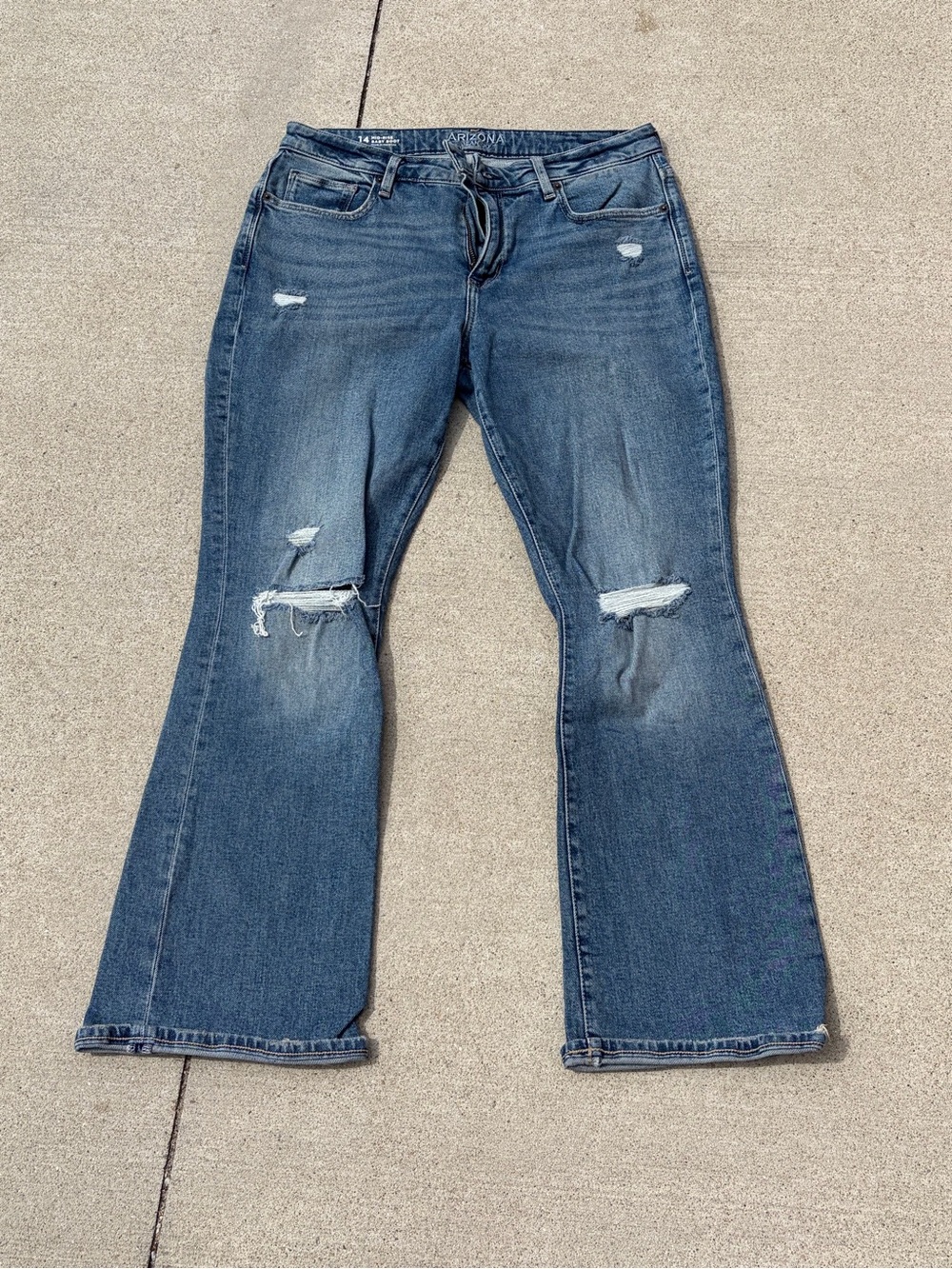 Arizona Jean Company Blue Distressed Flare Jeans